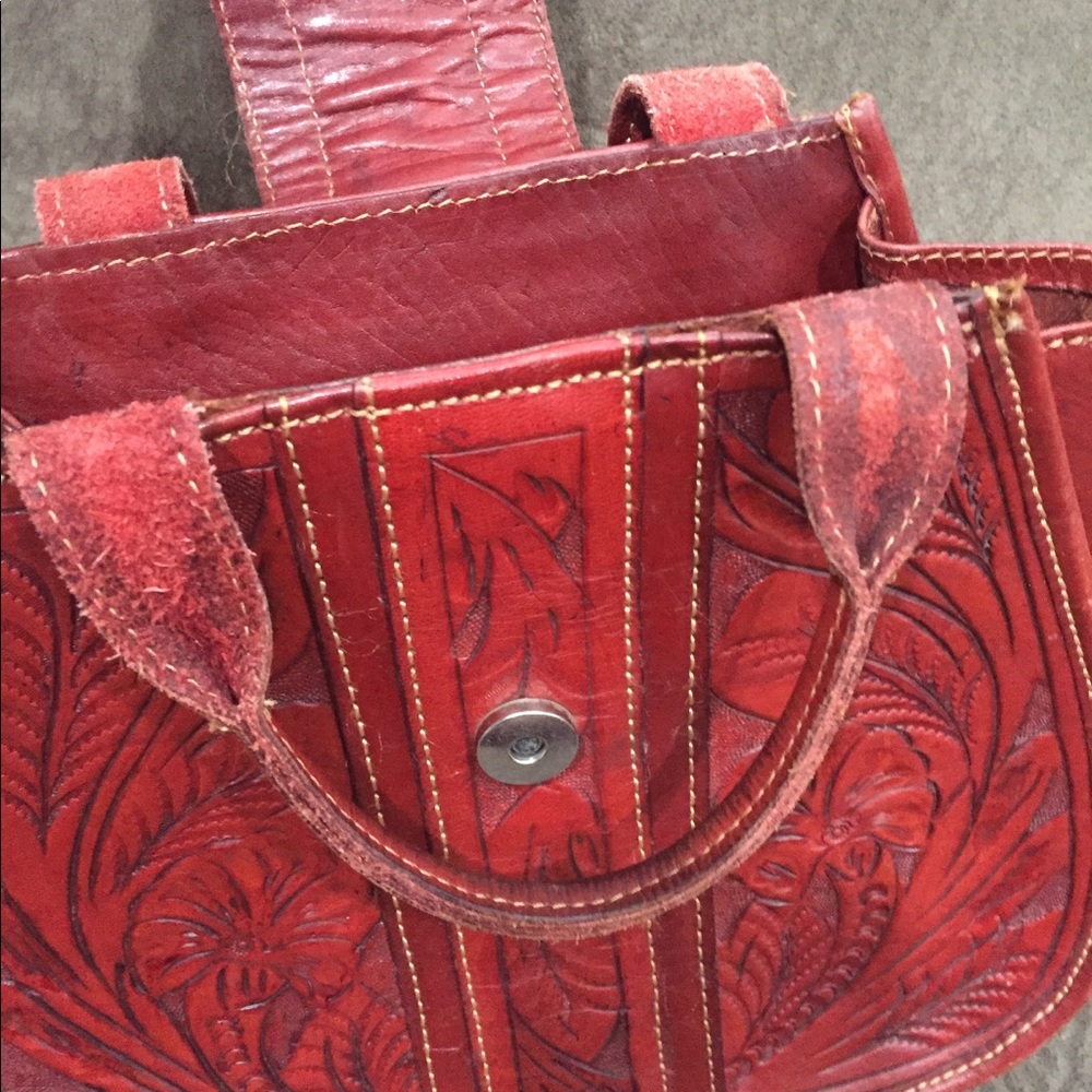 American West Handmade rich red Leather Purse - Picture 5 of 8